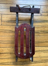 Vintage Wood Metal Decorative Sled Sleigh Winter Snow Home Decor Doll Toy