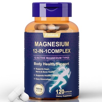 Magnesium Complex 700mg with Malate, Citrate, Glycinate - High Absorption 12 in1