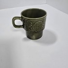 Vintage Japan Stoneware Foral Green Mug Green 