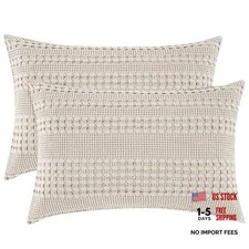 100% Cotton Waffle Pillow Shams Standard Size, 2 26" x 20" (Pack of 2) Oatmeal