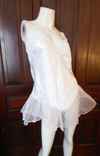 Vintage Sears Inner Most Flirty Snow White Satin Chemise Gown S