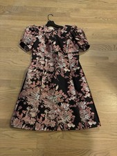 DOLCE&GABBANAFlared metallic brocade mini dress With Enamel Roses Size 42 Euro