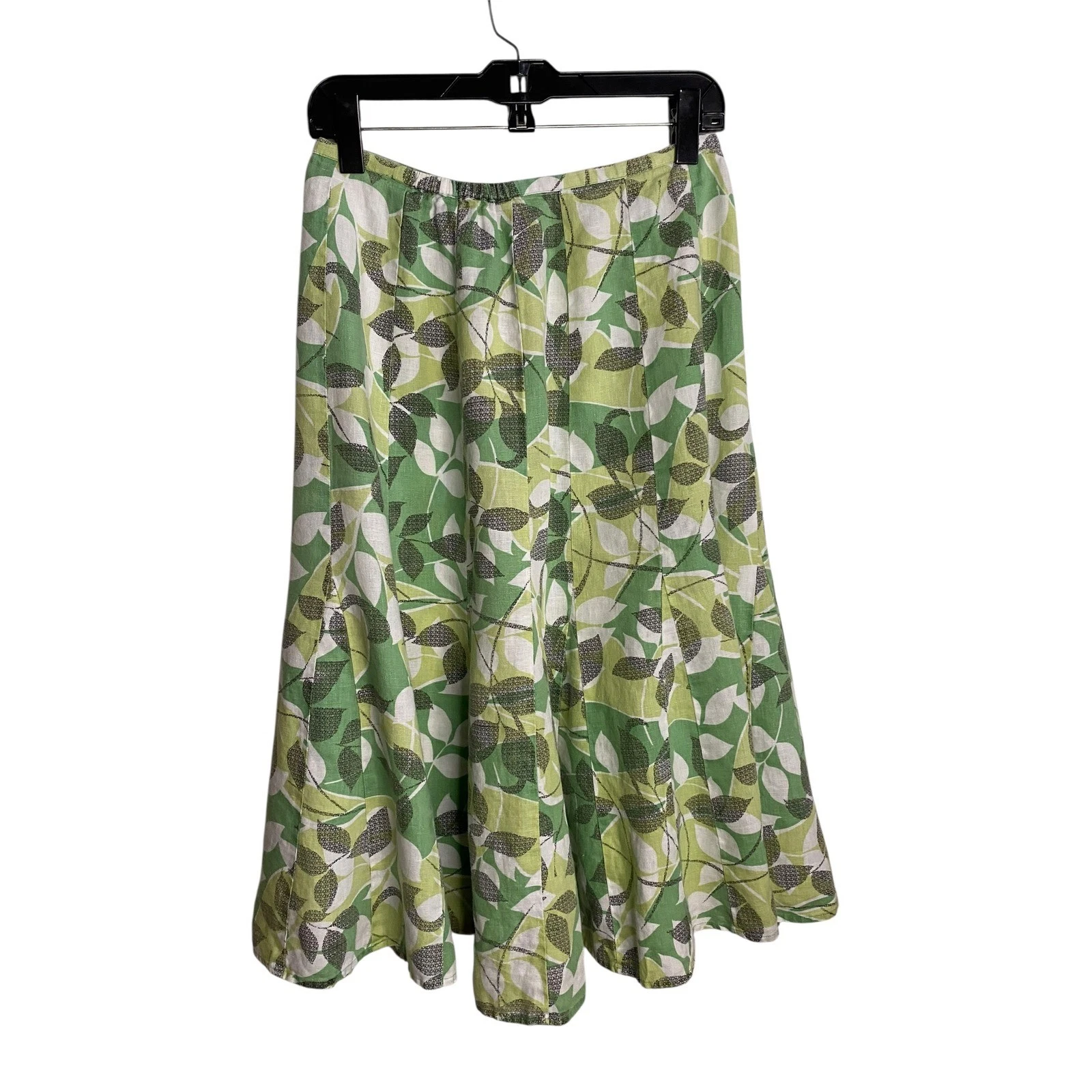 JM Collection Womens Green White Leaf Print 100% Linen A-Line Midi Skirt Size 8
Opens in a new windo