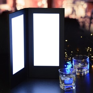 WeChef 4 Pack LED Backlit Menu Cover Leatherette Wine List Check Bill Holder