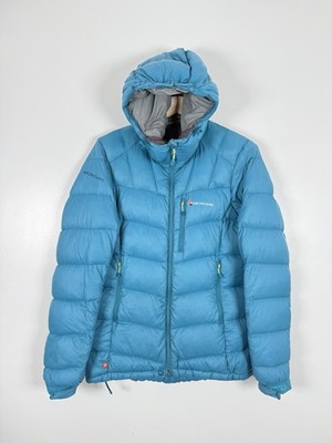 Montane White Ice Puffer Down Hooded Winter Outdoor Blue Coat Jacket Uk 10