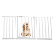 30-69 Inch Extra Wide Baby/Dog Gate, Metal Auto Close, Pressure Mounted Pet Door