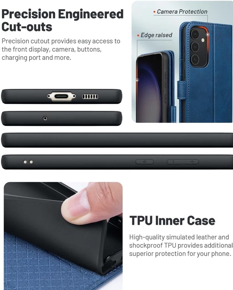 For Samsung s25fe S24fe S23 Case Leather Wallet Magnetic Flip Stand Phone Cover - Image 3 of 4