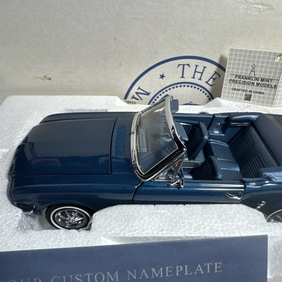 FRANKLIN MINT 1964 1/2 FORD MUSTANG CONVERTIBLE BLUE B11E303 LE # 0094/2500 - Image 3 of 4