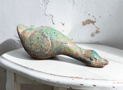 Vintage Gans Terrakotta Statue Ornament Volkskunst
