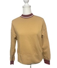Veronica Beard Evie Crew Neck Sweatshirt Tan Red Womens XS Limited Edition