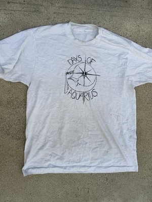 VTG ZODIAC SIGN WHITE T SHIRT AQUARIUS SMALL  