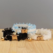 Personalized Lace Cat Collar with Bell Adjustable Safety Name Collar Kitten