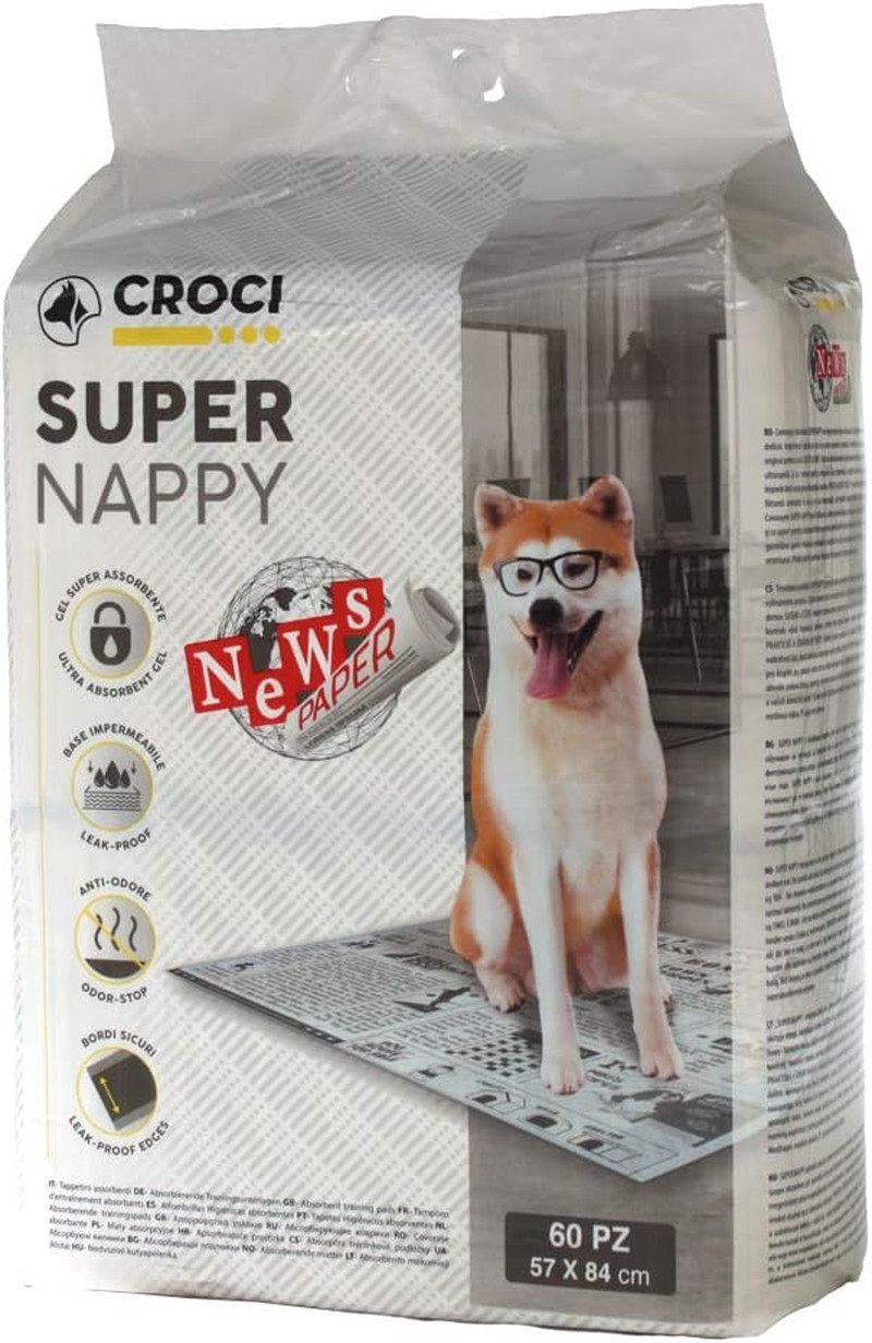 Super Nappy Newspaper 57x84 cm 60 Pezzi - Traversine Cani Ultra Assorbenti