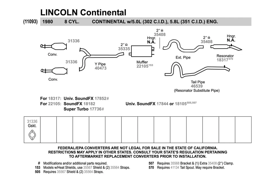 For Lincoln Town Car 1981-1990 Walker Aluminized Steel Exhaust Y-Pipe Foto 2 de 4