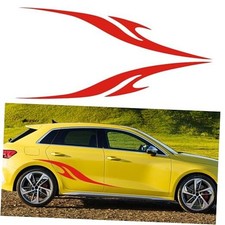 2Pcs 63'' Flame Graphics Stickers Car Body Side Skirt Decals Racing Sports Red