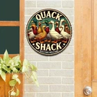 Vintage Round Tin Metal Signs Home Décor Quack Shack Duck Aluminum Wall Art 8x8