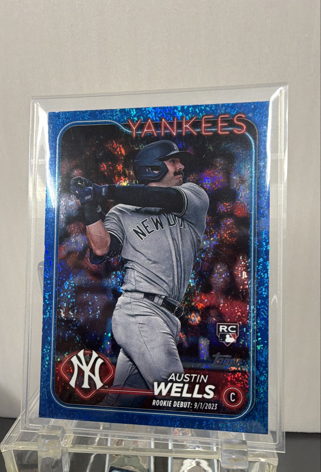 2024 Topps Update Series - Austin Wells #US325 Blue Holo Foilboard /999 (RC)