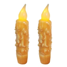 CVHOMEDECO. Real Wax Hand Dipped Battery Operated LED Timer Taper Candles Rus...