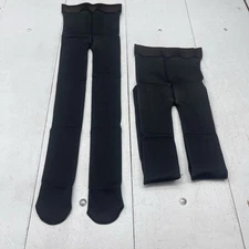 X-Chang Black 2 Pack Thick Fleece Lined Closed Toe Winter Tights Women's Size XS