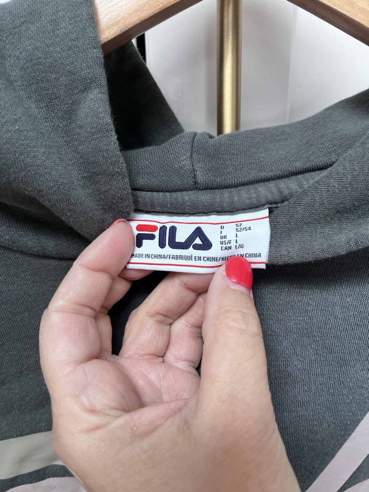 Fila Felpa con Cappuccio Uomo L Grigio Pullover Felpa Manica Lunga Grafica Cappuccio Cotone