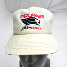 Vintage Polaris SL650 White Hat Cap Snapback Snowmobile Distressed