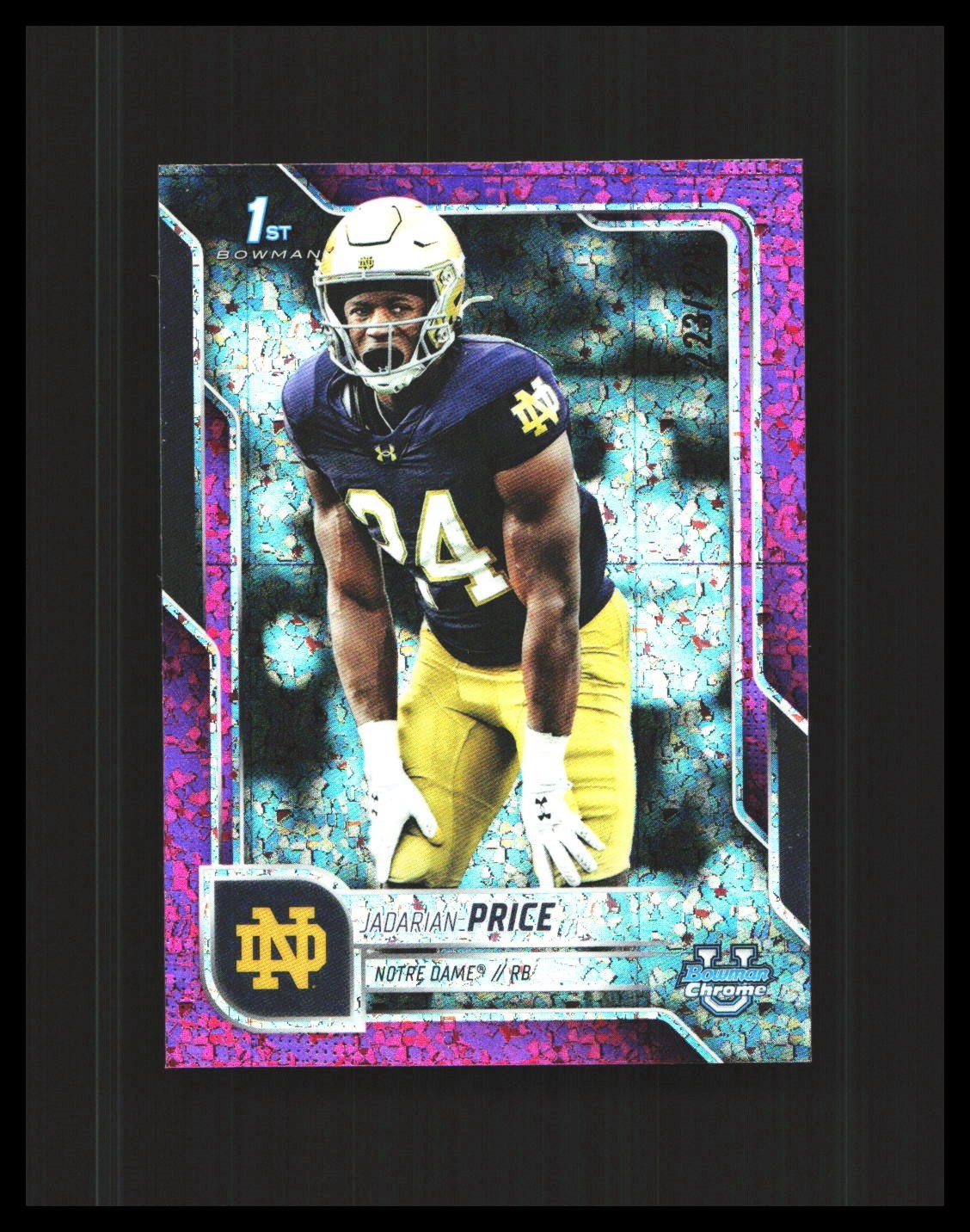 2025 Jadarian Price 1st Bowman Chrome U Fuchsia Mini Diamond /225 #117 ND Irish