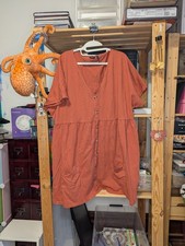 Oversized Mini Smock Dress Asos In Coral Red Ginger Size 14 Plus Size
