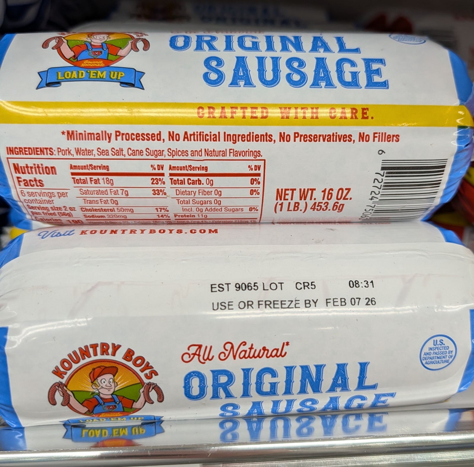 Kountry Boys Original Breakfast Sausage 16 Oz (4 Pack)