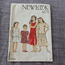 Girls Drop Waist Dress Sewing Pattern Newlook 6271 Age 8 to 12 Uncut Age 5 Cut