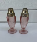Pink Depression Glass Jeanette Poinsettia Floral Salt & Pepper Shakers