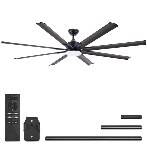 72-Inch Modern 8-Blade Ceiling Fan with DC Motor, LED Light and Remote Control