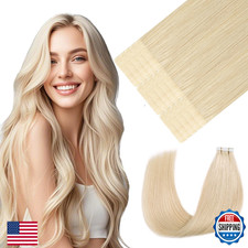 Youngsmile Injection Tape in Hair Extensions Human Hair 60 Platinum Blonde 20pc