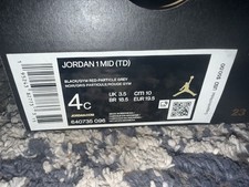 Jordan 1 Mid (TD) Sneaker Black/Gym Red/Grey Baby 4C MPN 640735 096