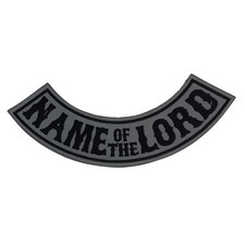 NAME OF THE LORD Rocker Patch - 10.5" x 2.25" Grey & Black Biker Vest Jacket DIY