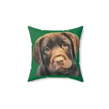 Chocolate Labrador Retriever Spun Polyester Throw Pillow
