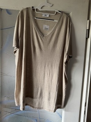 Neu Benotti Shirt 52 54 XXL Beige Stickerei Übergröße Curvy Plus Size Tunika