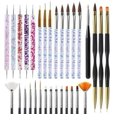 31pcs Nail Art Brush Set Dotting Tools Striping and Gel Design Kit
