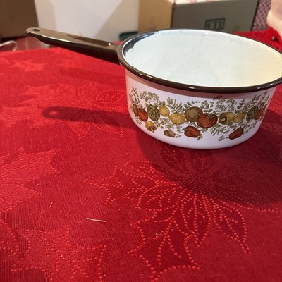 Vintage Corning Ware Spice Of Life Enamelware Saucepan  6  Pan Pot 1970s No Lid