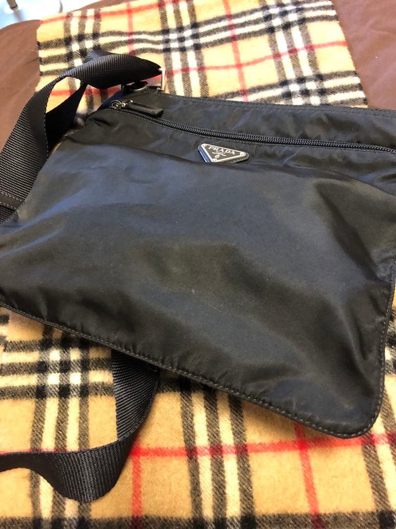 PRADA Nylon Shoulder Bag Black Front Pocket Authentic Women's Crossbody thumbnail 6