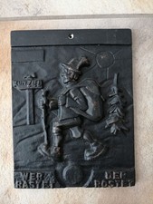 Gusseisen Relief  Wandplatte aus Gusseisen Eisenguss - Wandersmann