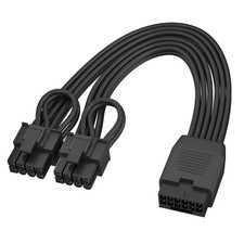 12VHPWR Cable Extension, 16 Pin 12 4 Female to Dual PCIe 8 Pin 6 2 Male GPU...