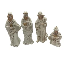Nativity Figure Replacements Porcelain White 3 Wisemen  1 Shepard
