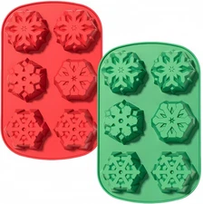 Christmas Silicone Baking Molds,2 PCS Snowflake Silicone Molds for Cake Chocolat