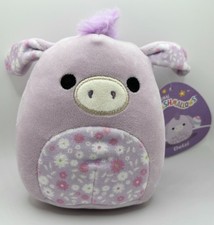 Squishmallows Easter Delzi the Donkey 5 in Gray White Flower Tummy Floral Grey