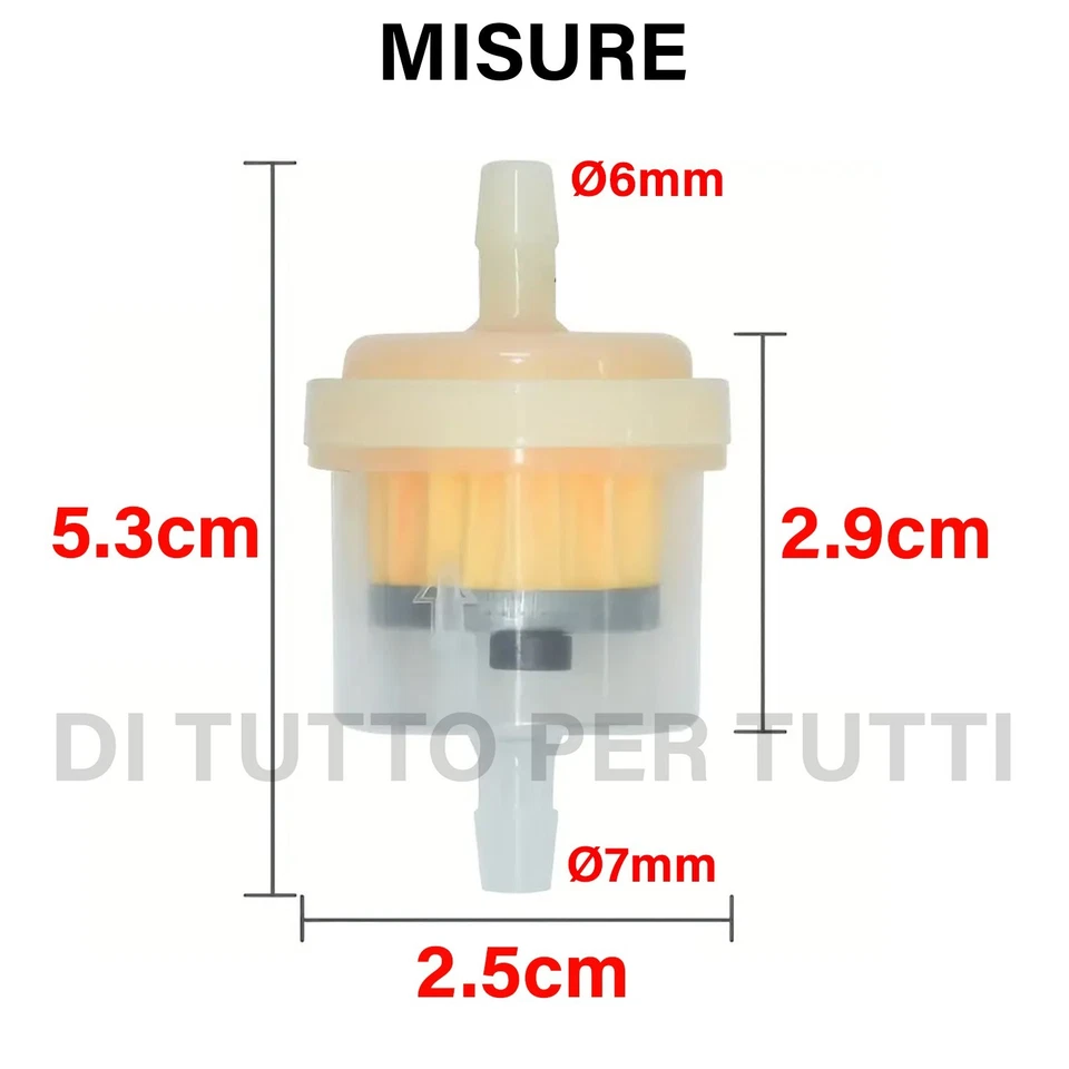 FILTRO BENZINA CARBURANTE 6mm/7mm UNIVERSALE MOTO MAGNETICO SCOOTER AUTO BARCA - Immagine 2 di 4