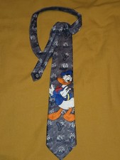 Disney Krawatte Mickey Unlimited Donald Duck Grau Herren Vintage
