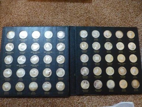 FRANKLIN MINT STATES OF THE UNION 50 State Sterling Proof Full Set 22.5 TROY OZ