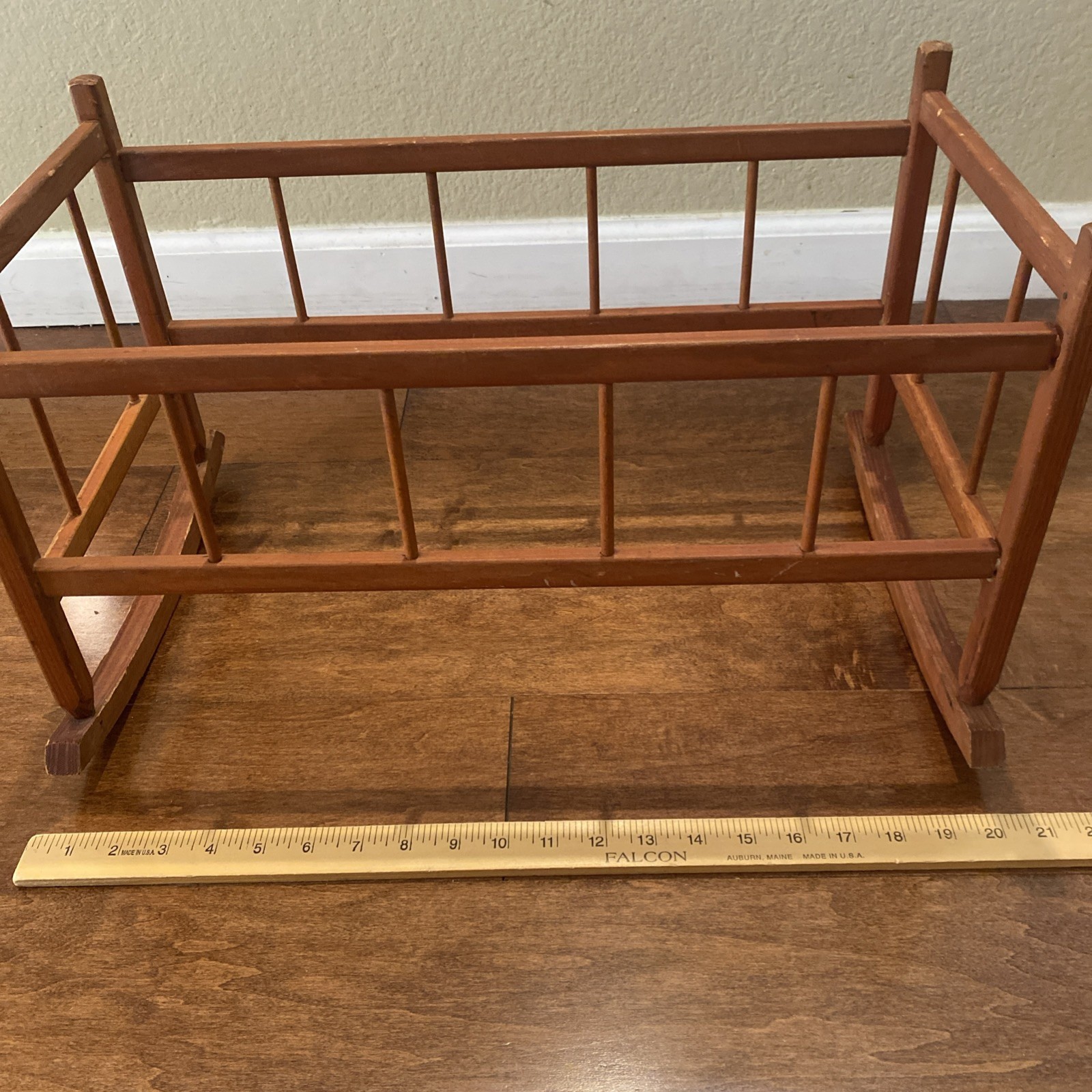 Antique 1925 Wooden Baby Doll Cradle with Spindle Sides Exce