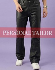 Men's Genuine Black Lambskin Leather Pant Jeans Style Bootcut Pant 5 Pockets