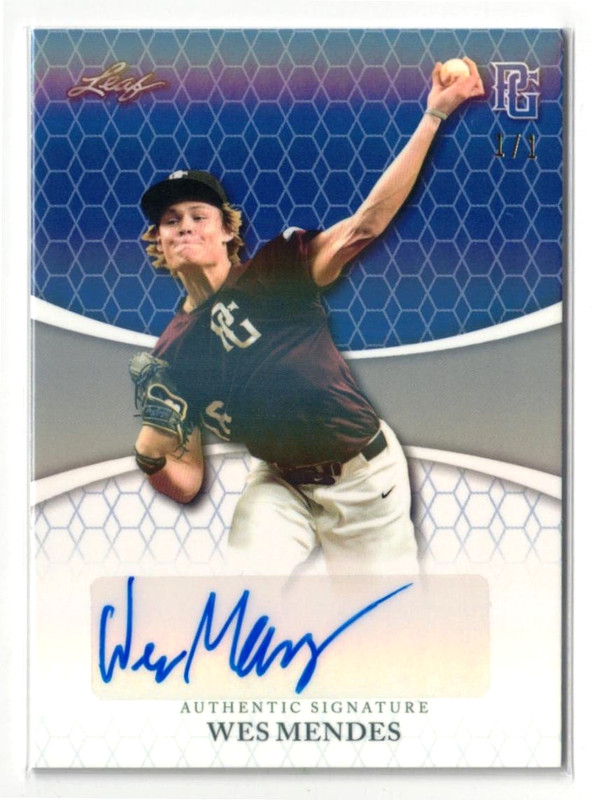 2022 Leaf Perfect Game BLUE Shimmer AUTO Wes Mendes! Astros! Autograph One 1/1